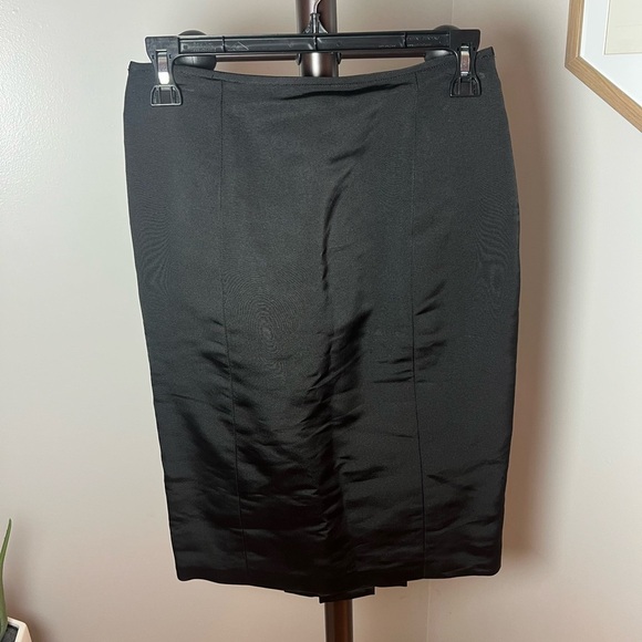 VTG 80s Couture Melinda Eng 100% Silk Black Formal Cocktail Pencil Skirt Size 4 - Picture 2 of 5